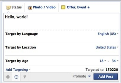 Facebook post-targeting screenshot