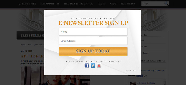 Email signup box