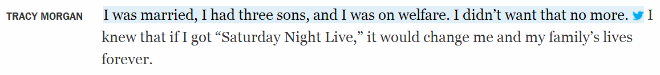 Tweet from NYT interview with Tracy Morgan