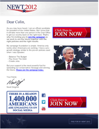 Newt Gingrich email