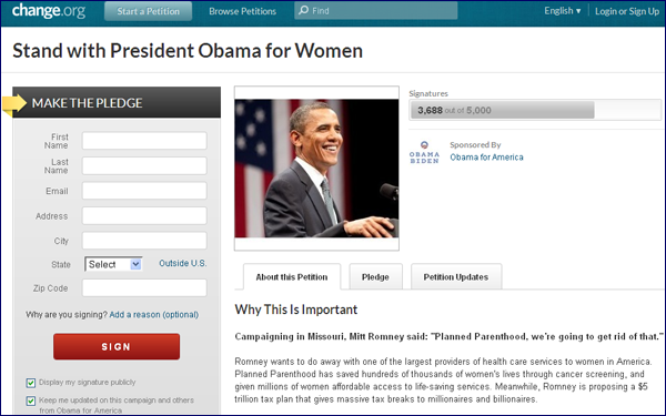 Obama petition on Change.org