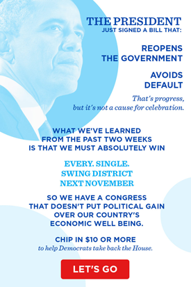 Democratic email fundraiser image -- government shutdown