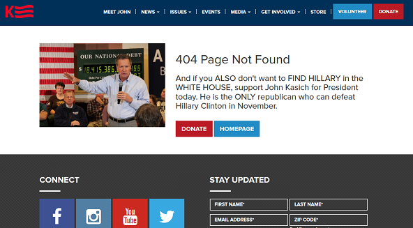 John Kasich 404 page