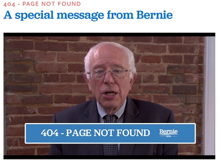 Bernie Sanders 404 page