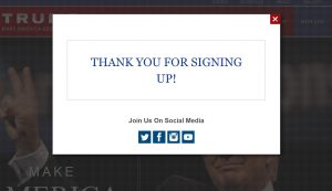 Donald Trump campaign website signup