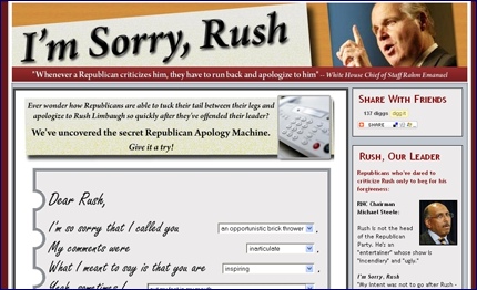 Rush Limbaugh apology machine screenshot