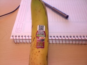 Banana with a QR code