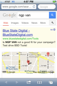 Blue State Digital search ad