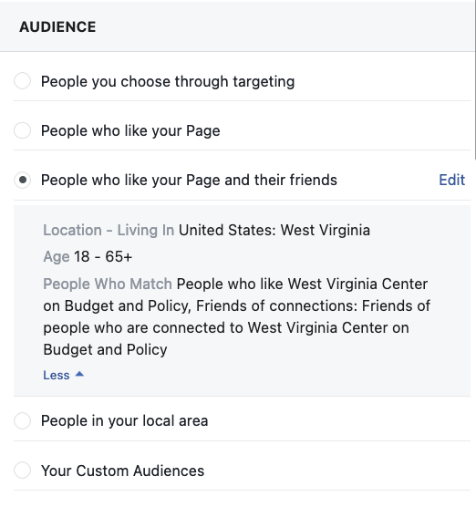 Fans and friends Facebook targeting 