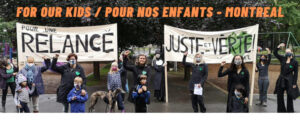 For Our Kids Montréal taking community action, demanding a green and just recovery from the Quebec government in September 2020