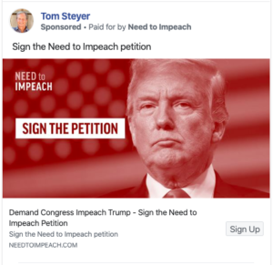Tom Steyer list-building Facebook Ad